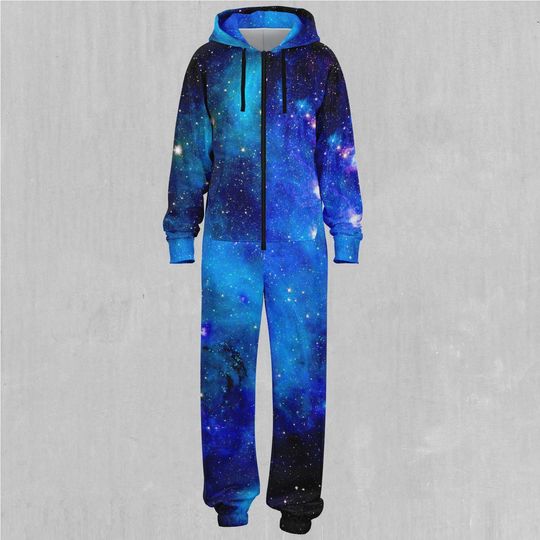 Stardust Outer Space Galaxy Adult  Zip Up Jumpsuit Pajamas