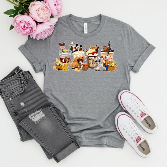 Discover Disney Mickey and Friends Coffee Cup Pumpkin Spooky Balloon Halloween T-Shirt