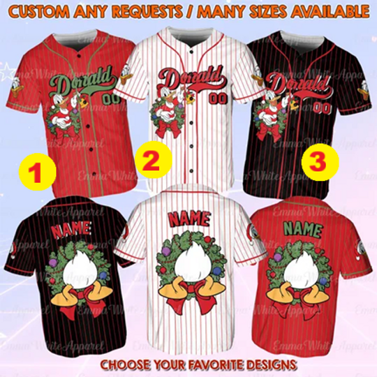 Mickey And Friends Christmas Wreath Jersey, Disney Donald Christmas Jersey, Donald Santa Claus Christmas Shirt, Christmas 2025 Party Shirt