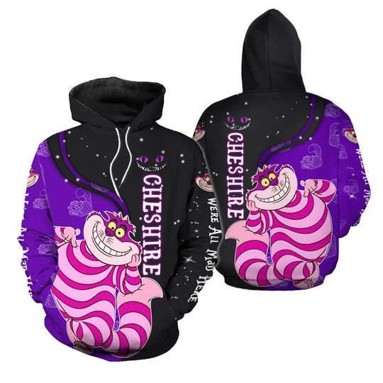 Christmas Cheshire Cat Hoodie, We're All Mad Here Hoodie, Alice In Wonderland Hoodie, Disney Cat Hoodie