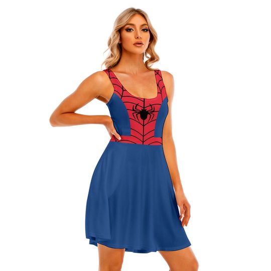 Spider Man Halloween Skater Dress, Spiderman Superhero Cosplay Dress, Superhero Costume Outfit, Halloween Party 2025