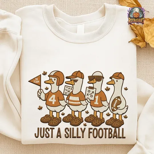 Discover Touchdown Goose Embroidered Sweatshirt, Just A Football Goose Embroidered Shirt, Silly Goose Shirt, Cheerleader Goose Halloween Embroidery
