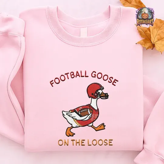 Discover Chiefs Goose Embroidered Sweatshirt, Goose On The Loose Embroidered Shirt, Kansas City Chiefs Shirt, Kansas Goose Halloween Embroidery