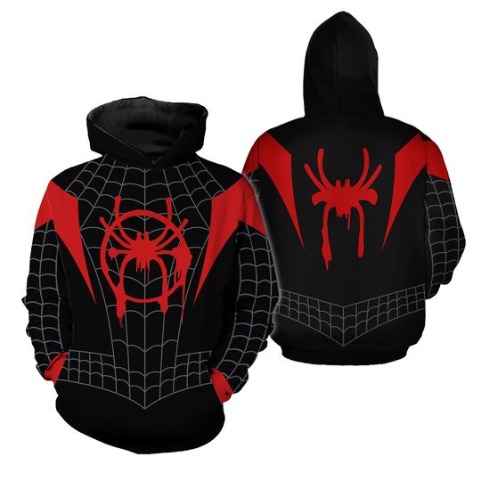Miles Morales Master Cosplay Hoodie Set, Halloween Spiderman Costume for Family, Movie Fan Outfit