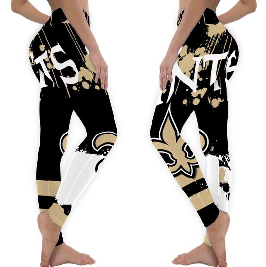 New Orleans Saints Women's Black and Gold Sport Leggings