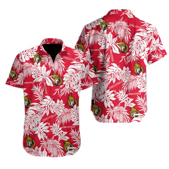 Ottawa Senators Hawaiian Shirt, Tropical Leaf Aloha Beach Hawaiian Shirt