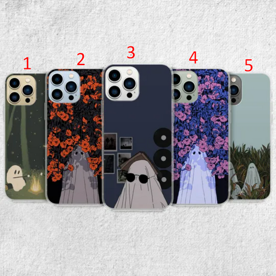 Ghost Phone Case - Aesthetic  Spooky Lonely Flower Art fit for iPhone, Samsung and Google Pixel
