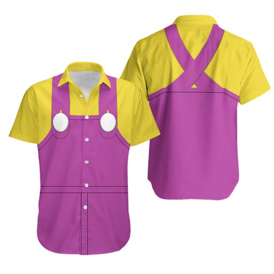 Wario Cosplay Button Shirt, Super Mario Hawaiian Shirt, Shorts Men, Mario Bros Vacation Shirt, Halloween 2025 Costume For Game Lovers
