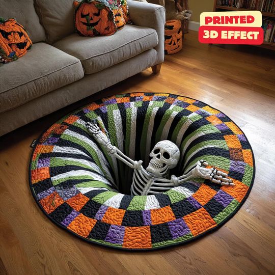 Discover Halloween Skeleton 3D Printed Rug, Skeleton Welcome Mat, Indoor Fall Home Decor