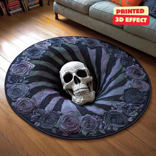 Discover Halloween Skeleton 3D Quilted Rug, Welcome Mat, Indoor Skeleton Rug for Fall Home Decor