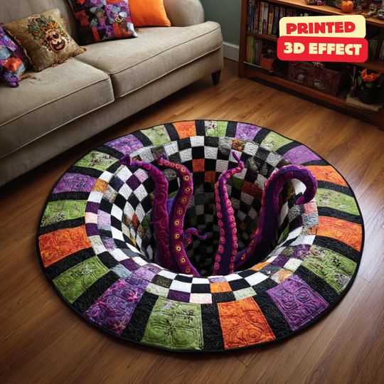 Halloween Kraken Tentacle Shaped Rug with 3D Effect, Indoor Decor