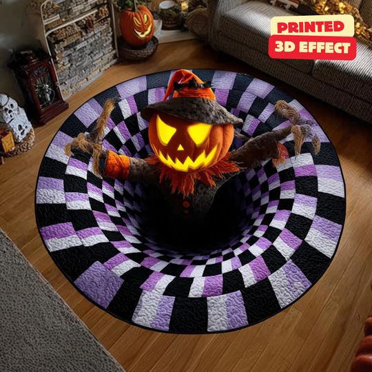 Discover Halloween Scarecrow 3D Printed Rug, Halloween Ghost Welcome Mat, Halloween Indoor Rug Decor, Halloween Fall Home Decor, Spooky Season Gift