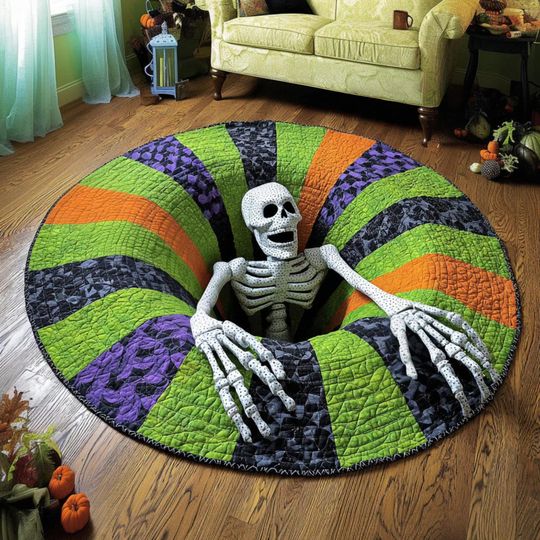 Discover Halloween Skeleton Snare 3D Printed Rug, Skeleton Welcome Mat, Indoor Skeleton Rug Decor