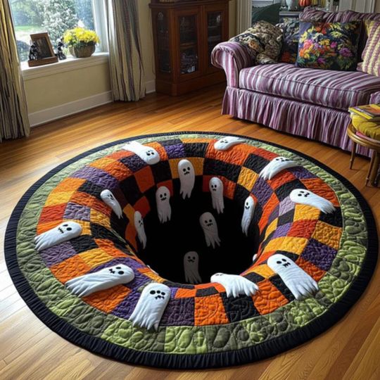 Halloween Ghost 3D Printed Rug, Welcome Mat, Indoor Ghost Rug, Fall Home Decor, Spooky Season Gift