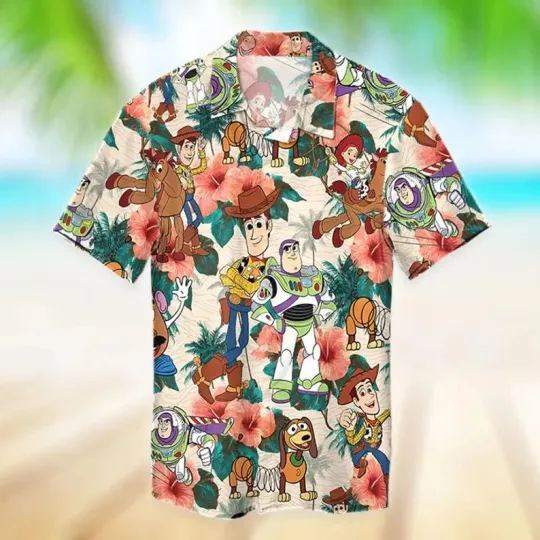 Discover Disney Toy Story Woody Buzz Hibiscus Vintage Hawaiian Shirt
