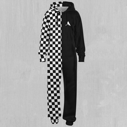 Discover Checkerboard Adult  Zip Up Jumpsuit Pajamas
