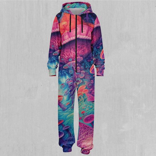 Mycological Mind Psychedelic Adult  Zip Up Jumpsuit Pajamas