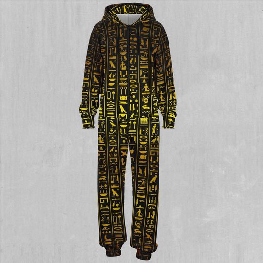 Hieroglyphics Adult  Zip Up Jumpsuit Pajamas