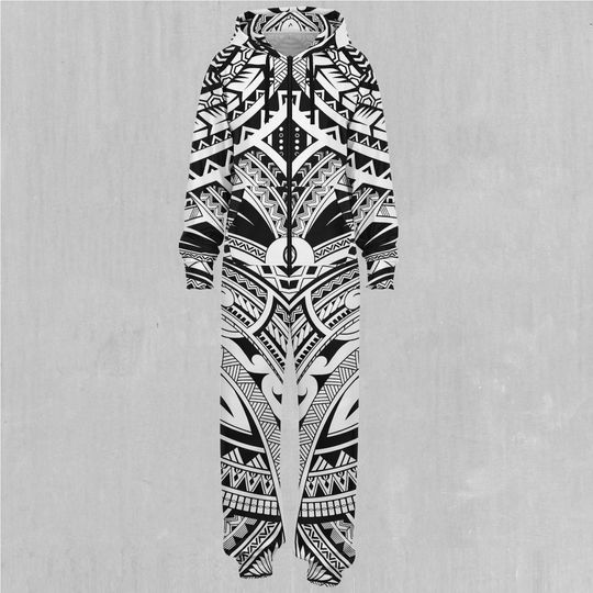 Ancient Tribe Nordic Ethnic Tribal Adult  Zip Up Jumpsuit Pajamas