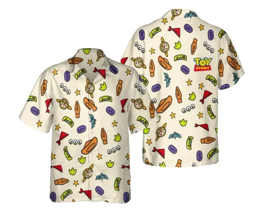 Discover Disney Retro Toy Story Group Characters Pizza Planet Vintage Hawaiian Shirt