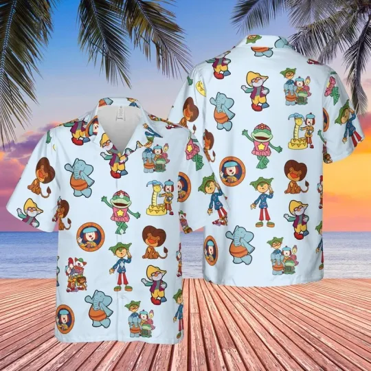 Discover Disney JoJo's Circus Colorful Clown And Circus Tent Pattern Blue Hawaiian Shirt