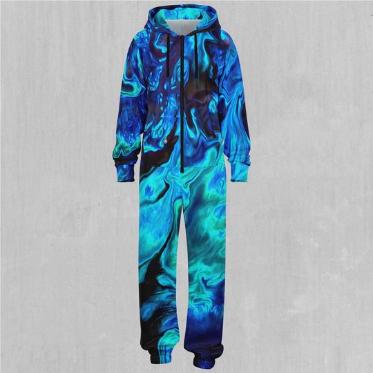 Enigma Sea Psychedelic Adult  Zip Up Jumpsuit Pajamas
