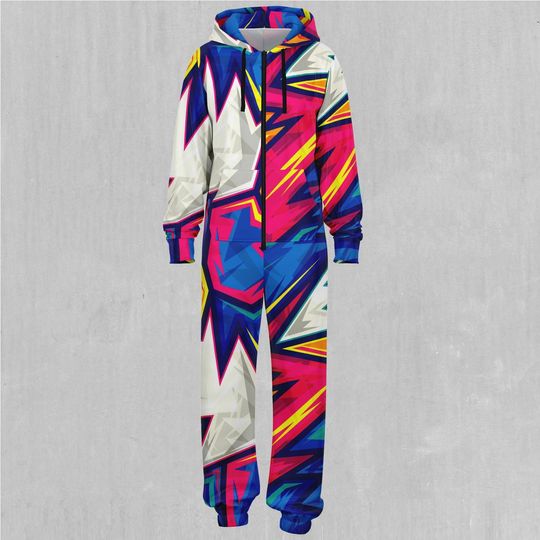 Blitzz Abstract Adult  Zip Up Jumpsuit Pajamas