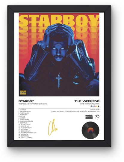 Starboy Album Poster: Weeknds Inspired Music Print