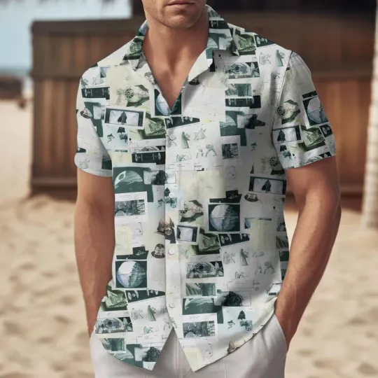 Discover Disney Star Wars Green White Graphics Vintage Hawaiian Shirt