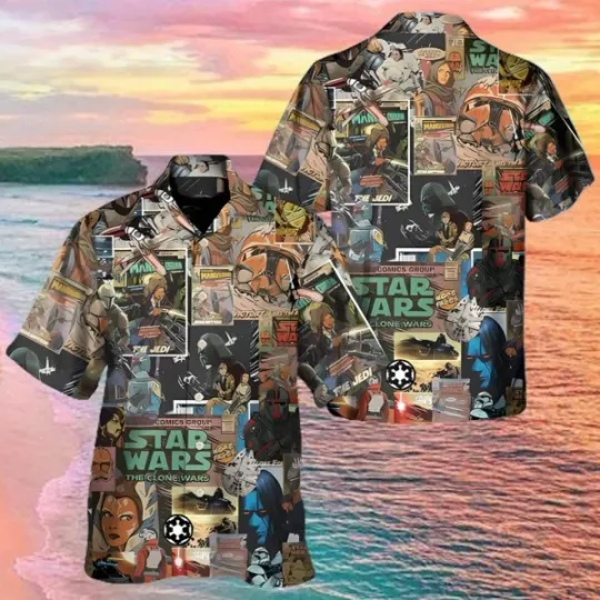 Disney Star Wars Summer Beach Comic Style Hawaiian Shirt