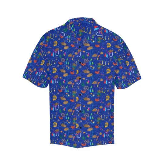 Discover Disney The Little Mermaid Grotto Deep Blue Hawaiian Shirt