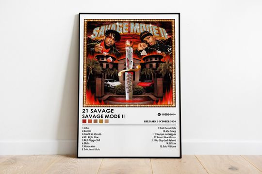 Discover 21 Savage Poster Print | Savage Mode II Poster | Music Poster | Album Cover Poster | Wall Decor | Music Gift | Room Decor