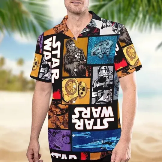 Discover Disney Star Wars Square Graphics Retro Hawaiian Shirt