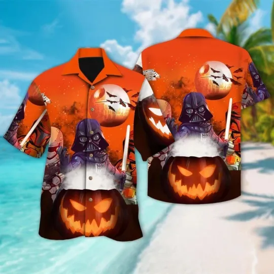 Discover Disney Star-Oween Star Wars Darth Vader Halloween Pumpkin Hawaiian Shirt