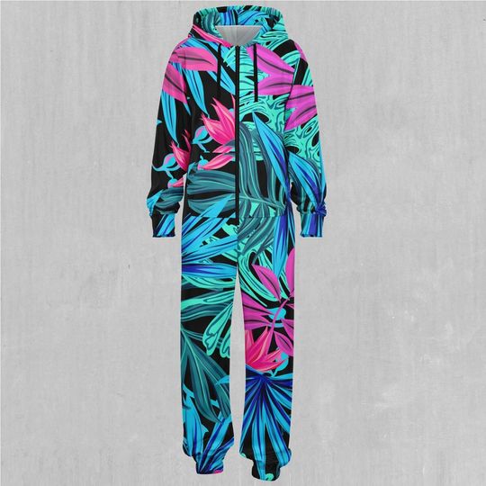 Floral Mandala Adult  Zip Up Jumpsuit Pajamas