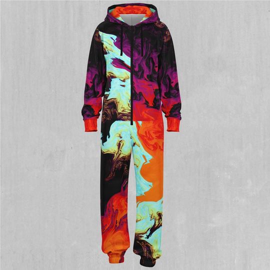 Lava Bath Psychedelic Adult  Zip Up Jumpsuit Pajamas