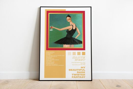 Discover Kanye West My Beautiful Dark Twisted Fantasy Album Artwork Poster - Tracklist Poster - Album Art Print - Aesthetic Wall Decor - Gift Ideas