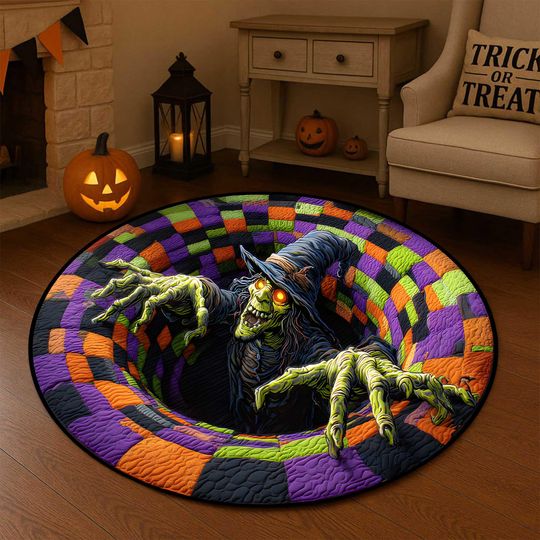Discover Halloween Witch 3D Printed Rug, Halloween Witch Welcome Mat, Halloween Ghost Indoor Rug Decor, Halloween Fall Home Decor, Spooky Season Gift