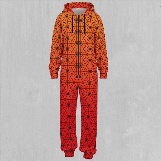 Star Net (Pyro) Sacred Geometry Adult  Zip Up Jumpsuit Pajamas