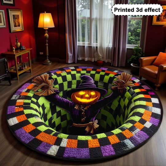 Discover Halloween Scarecrow 3D Printed Rug, Halloween Ghost Welcome Mat, Halloween Indoor Rug Decor, Halloween Fall Home Decor, Spooky Season Gift