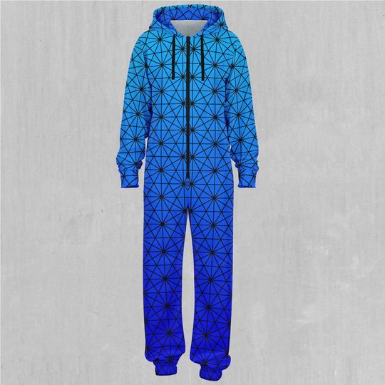 Star Net (Frost) Sacred Geometry Adult  Zip Up Jumpsuit Pajamas