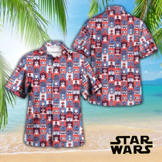Discover Disney Star Wars Jedi Tropical Galactic Aloha Graphic Collage Hawaiian Shirt