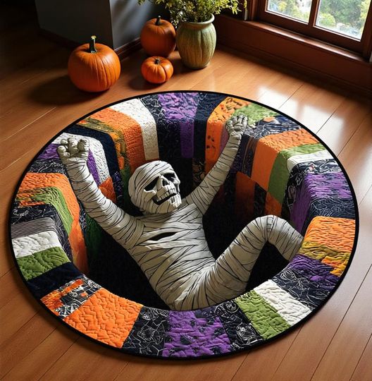 Discover Halloween Mummy 3D Printed Rug, Halloween Mummy Welcome Mat, Mummy Ghost Indoor Rug Decor, Halloween Fall Home Decor, Spooky Season Gift