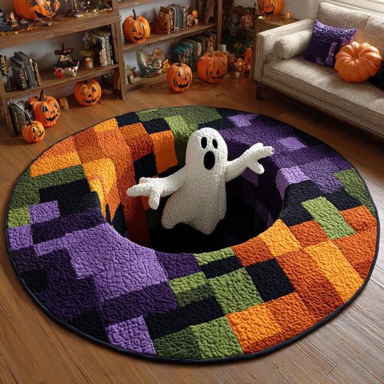 Discover Halloween Ghost 3D Printed Rug, Halloween Ghost Welcome Mat, Ghost Indoor Rug Decor, Halloween Fall Home Decor, Spooky Season Gift