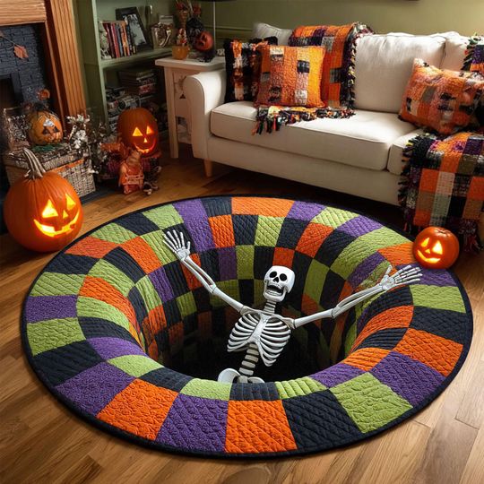 Discover 3D Effect Printed Halloween Rug, Spooky Halloween Round Mat, Halloween Ghost Welcome Rug, Indoor Decor, Halloween Decor, Spooky Season Gift