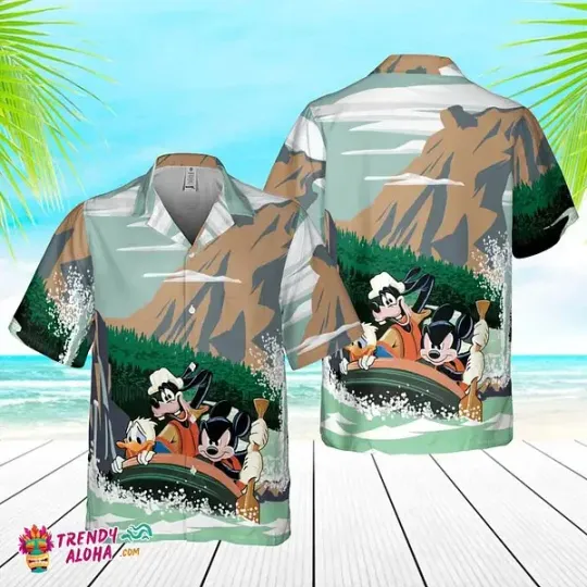 Disney Mickey And Friends Adventure Vintage Disneyland Grizzly Hawaiian Shirt
