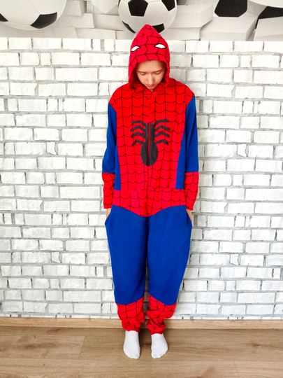 spiderman Men's Hooded Jumpsuit, Halloween Cosplay, All Over Print