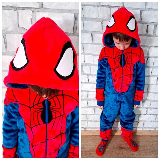 Cosplay Spider Man Men's Hooded Jumpsuit, Halloween Cosplay, All Over Print