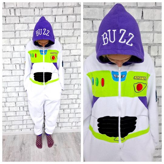 Cosplay Buzz Lightyear Men's Hooded Jumpsuit, Halloween Cosplay, All Over Print
