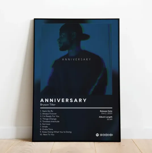 Discover Poster Bryson Tiller Anniversary Album Cover Poster, gift for fans